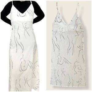 Olympia Etal Belle Dress Line drawing figure Print On Marshmallow cotton art